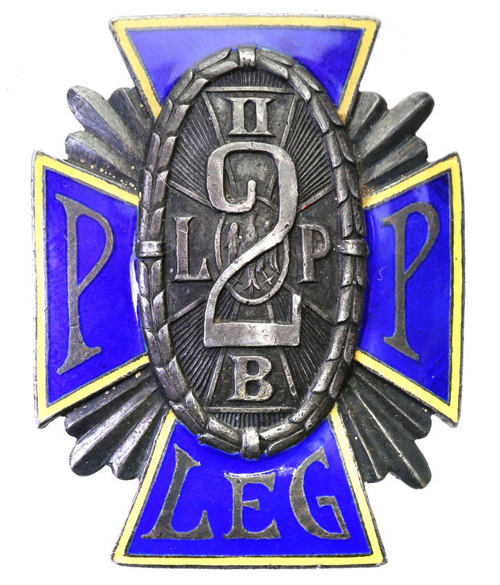 II RP. Odznaka 2 Pułk Piechoty Legionów - wersja oficerska, SREBRO